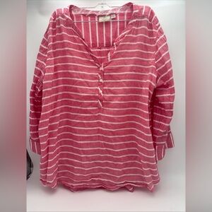 St. John's Bay‎ Pink Boxy Blouse with Mandarin Collar